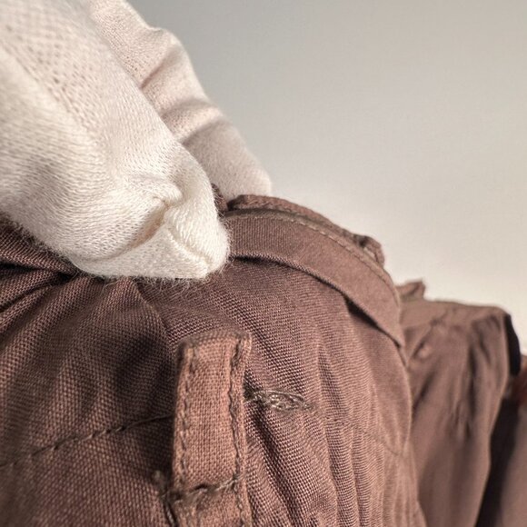 Odille STRAPLESS DRESS 100% Cotton in Mocha Brown with Blue Flowers - Picture 13 of 15